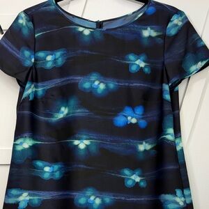 Floral Print Women's Top - Blue and Black
